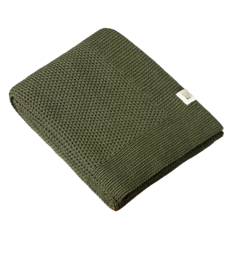 Nature Baby Merino Knit Cot Blanket - Thyme