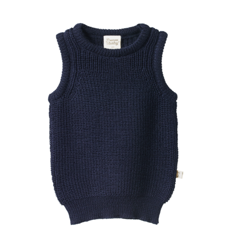 Nature Baby Merino Knit Vest - Navy Chunky Knit