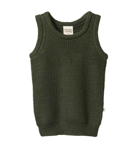 Nature Baby Merino Knit Vest - Thyme Chunky Knit