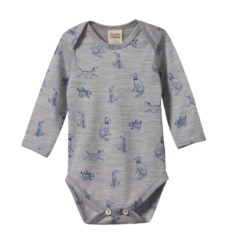 Nature Baby Merino Wool L/S Bodysuit - Best Friend Print Merino