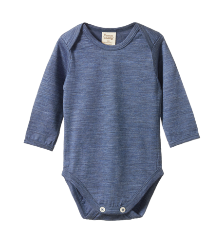 Nature Baby Merino Wool L/S Bodysuit - Vintage Indigo Marl