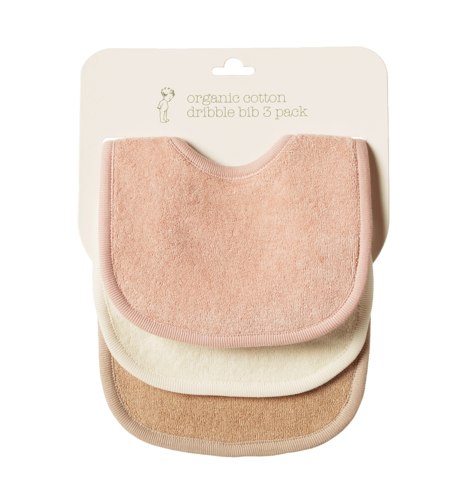 Nature Baby Dribble Bibs 3 Pk - Rose Dust/Natural/Nougat
