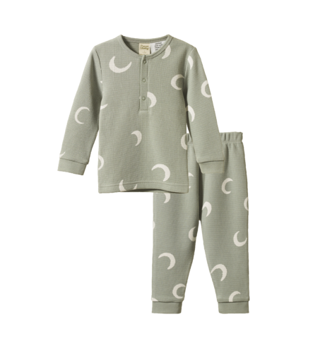 Nature Baby 2Pc L/S Waffle Pyjamas - Crescent Print