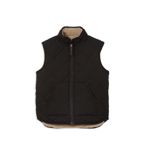 Milky Reversible Sherpa Puffer Vest - Midnight Blue