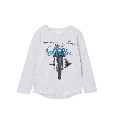 Milky Retro Ride L/S Tee - Silver Marle