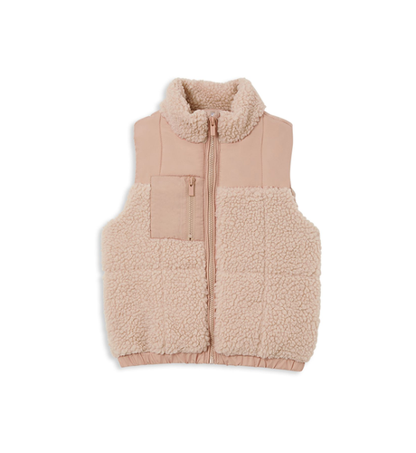 Milky Two Tone Puffer Vest - Latte