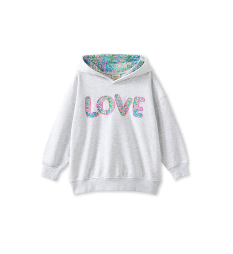 Milky Big Love Hoodie - Silver Marle / Floral