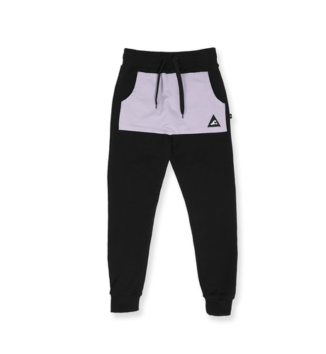 Hello Stranger Boys Pocket Track Pant - Black Lavender