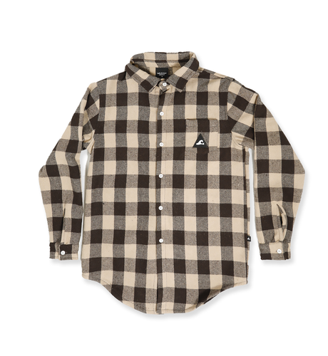 Hello Stranger Boys L/S Button Shirt – Tan Check