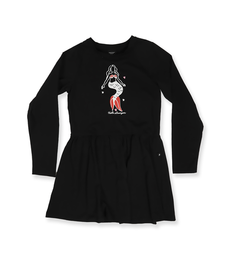 Hello Stranger Girls Mermaid Monday Dress - Black