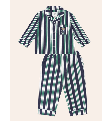 Huxbaby Classic Stripe Flannel PJ Set - Navy/Emerald (Pre-Order)
