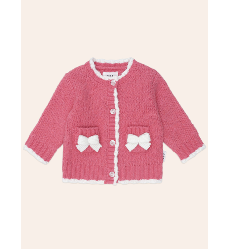Huxbaby Crochet Bow Cardi - Geranium (Pre-Order)