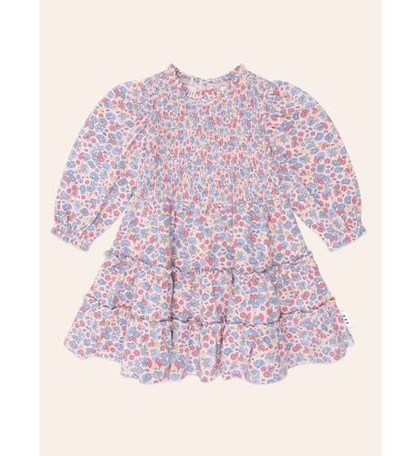 Huxbaby Vintage Floral Puff L/S Shirred Dress - Dusty Pink (Pre-Order)