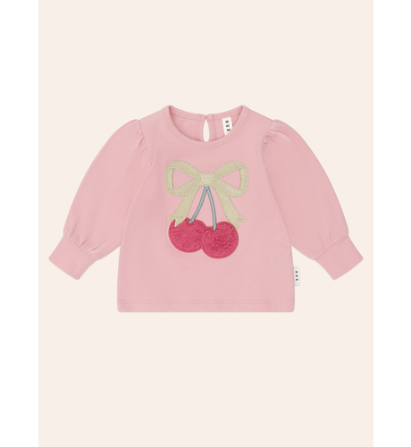 Huxbaby Cherry Bow Puff Sleeve Top - Dusty Pink (Pre-Order)