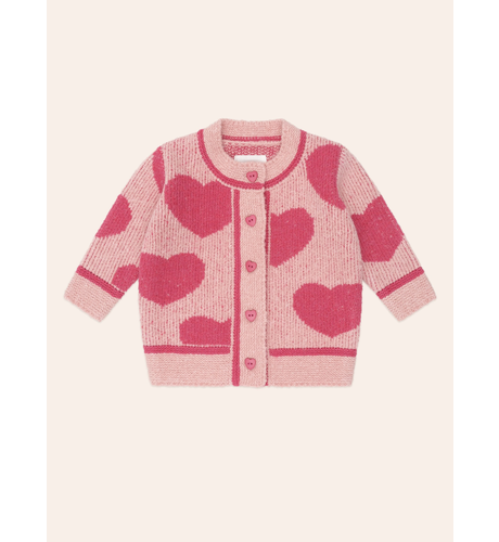 Huxbaby Heart Tipped Cardi - Dusty Pink (Pre-Order)