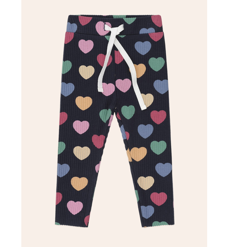 Huxbaby Multi Hearts Rib Legging - Navy Multi (Pre-Order)
