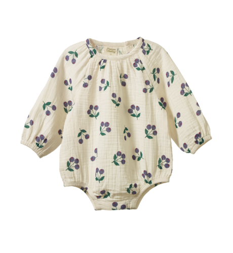 Nature Baby Meadow Bodysuit Muslin - Winter Berry Natural Print