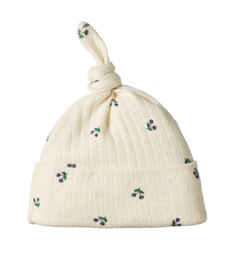Nature Baby Knotted Beanie Pointelle - Winter Berry Print