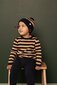 Nature Baby Alpine Pom Pom Beanie - Navy/Caramel Stripe
