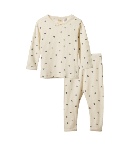 Nature Baby 2Pc L/S Pyjama Set Pointelle - Winter Berry Print