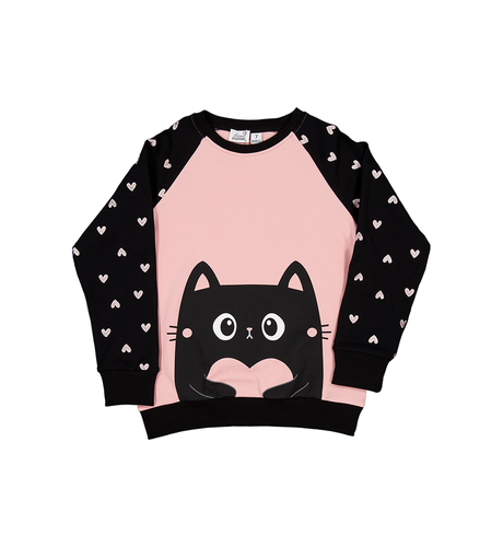 Kissed By Radicool Love Cat Raglan Crew (Pre-order)