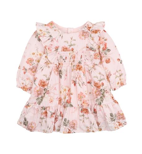 Bebe Dotti Print Smock Baby Dress