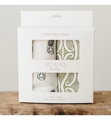 Bo & Ko Wraps 2 Pk - Green Tiki & Green Te Patiki