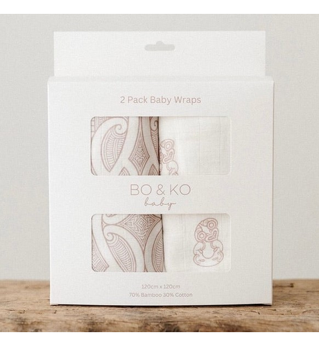 Bo & Ko Wraps 2 Pk - Mauve Tike & Mauve Te Patiki