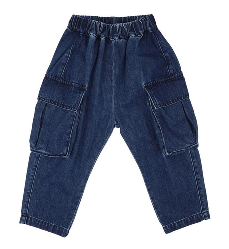 Fox & Finch Indigo Pull On Cargo Jeans