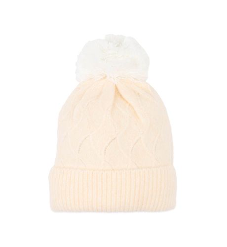 Bebe Cream Pointelle Pom Pom Beanie
