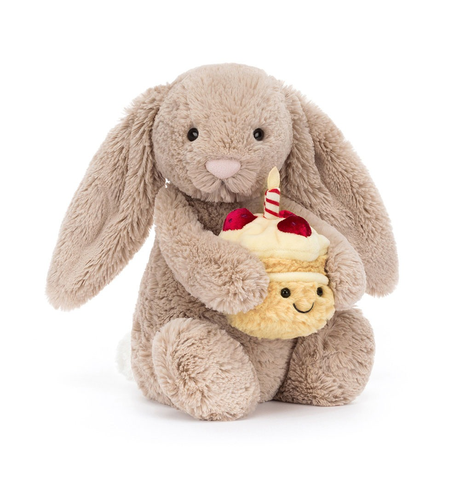 Jellycat Bashful Beige Birthday Bunny (Pre-order, stock due 20 Mar)