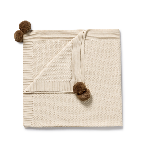 Cream Organic Knitted Bubble Blanket