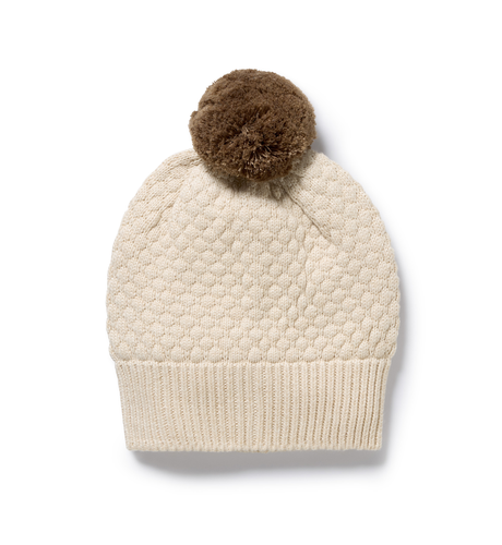 Cream Organic Knitted Bubble Hat