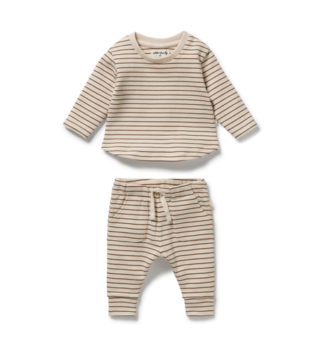 Nutmeg Stripe Organic Waffle Set