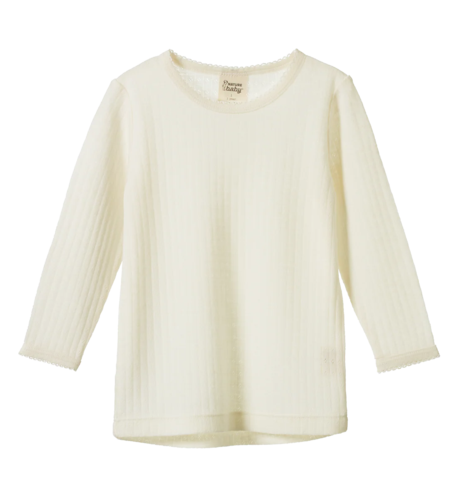 Nature Baby Merino Wool L/S Cloud Tee Pointelle - Natural