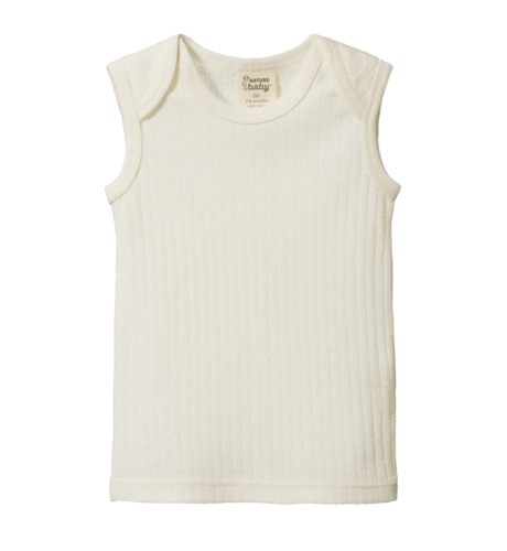 Nature Baby Merino Wool Singlet Pointelle - Natural