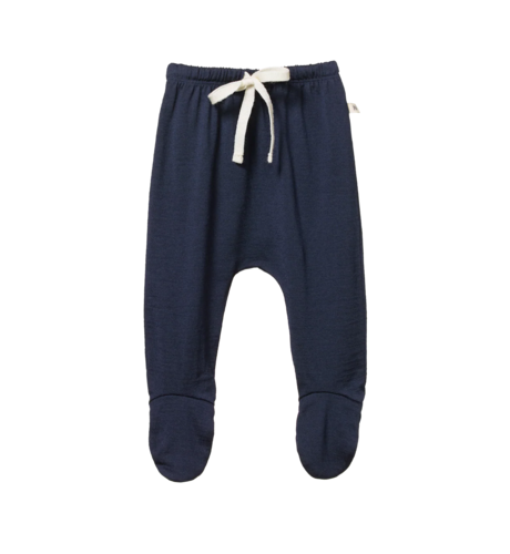 Nature Baby Merino Wool Footed Rompers - Navy