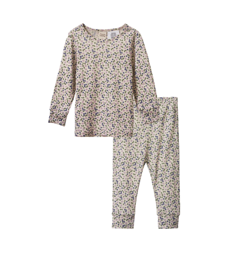 Nature Baby Merino Wool 2Pc Pyjamas - Briarwood Lilac Print