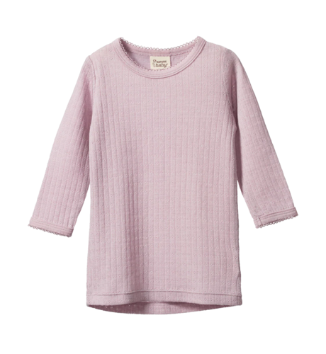 Nature Baby Merino Wool L/S Cloud Tee Pointelle - Lilac