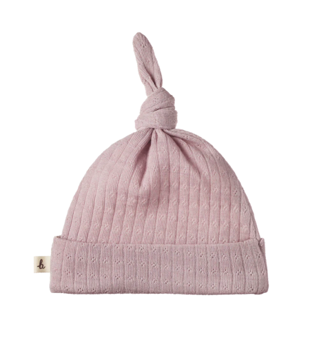Nature Baby Merino Wool Knotted Beanie Pointelle - Lilac