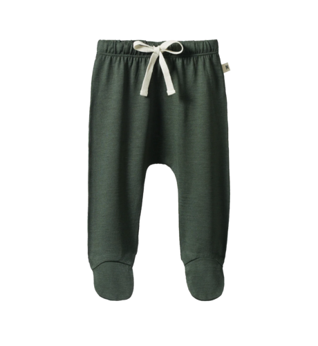 Nature Baby Merino Wool Footed Rompers - Thyme