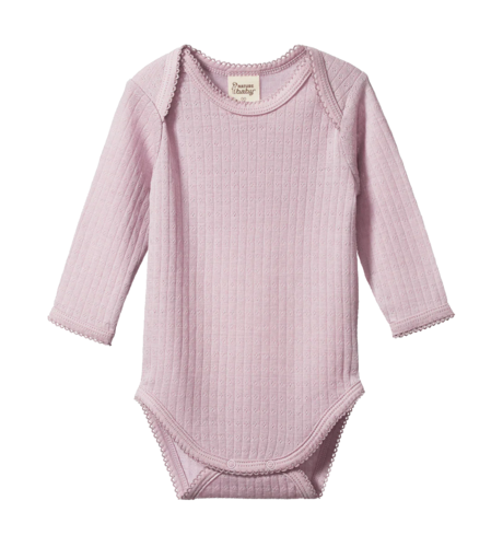 Nature Baby Merino Wool L/S Bodysuit Pointelle - Lilac