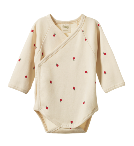 Nature Baby L/S Kimono Bodysuit - Radish Print