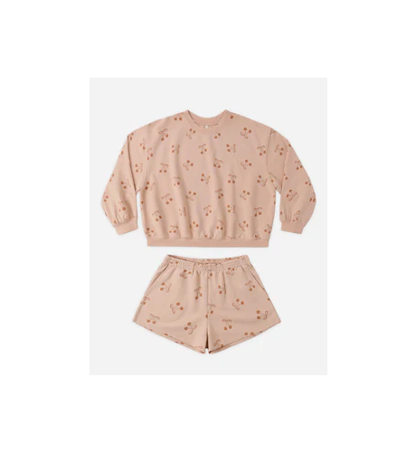 Rylee + Cru Terry Set - Cherry Bows