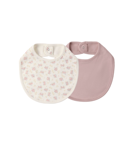 Quincy Mae Jersey Snap Bib Pack - Flower Field, Mauve