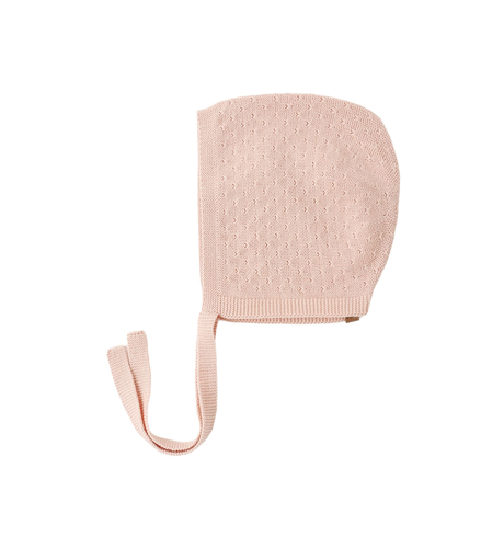 Quincy Mae Pointelle Knit Bonnet - Melon