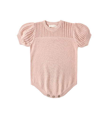 Quincy Mae Pointelle Knit Romper - Melon