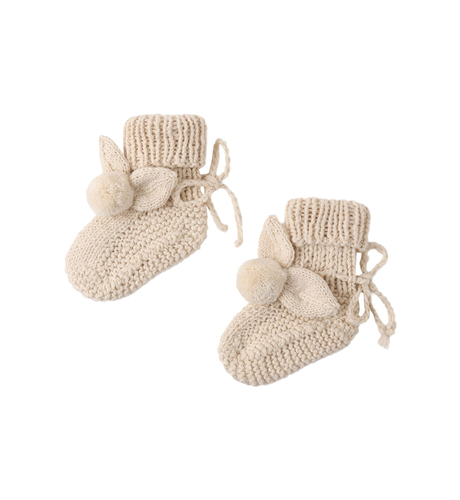 Quincy Mae Bunny Knit Booties - Ecru