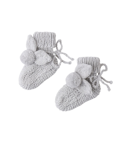 Quincy Mae Bunny Knit Booties - Heathered Sky
