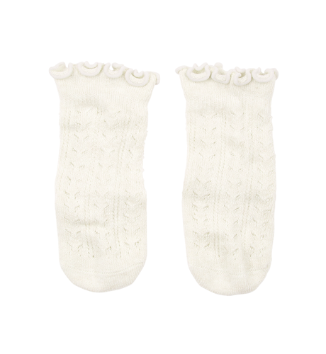 Toshi Organic Socks Knee Frilly Lace - Cream